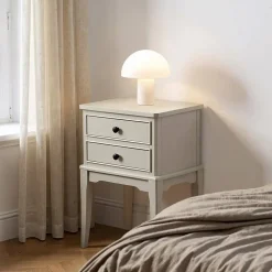 Mesita de Noche 2 Cajones de Madera de Pino Gris Claro 615277