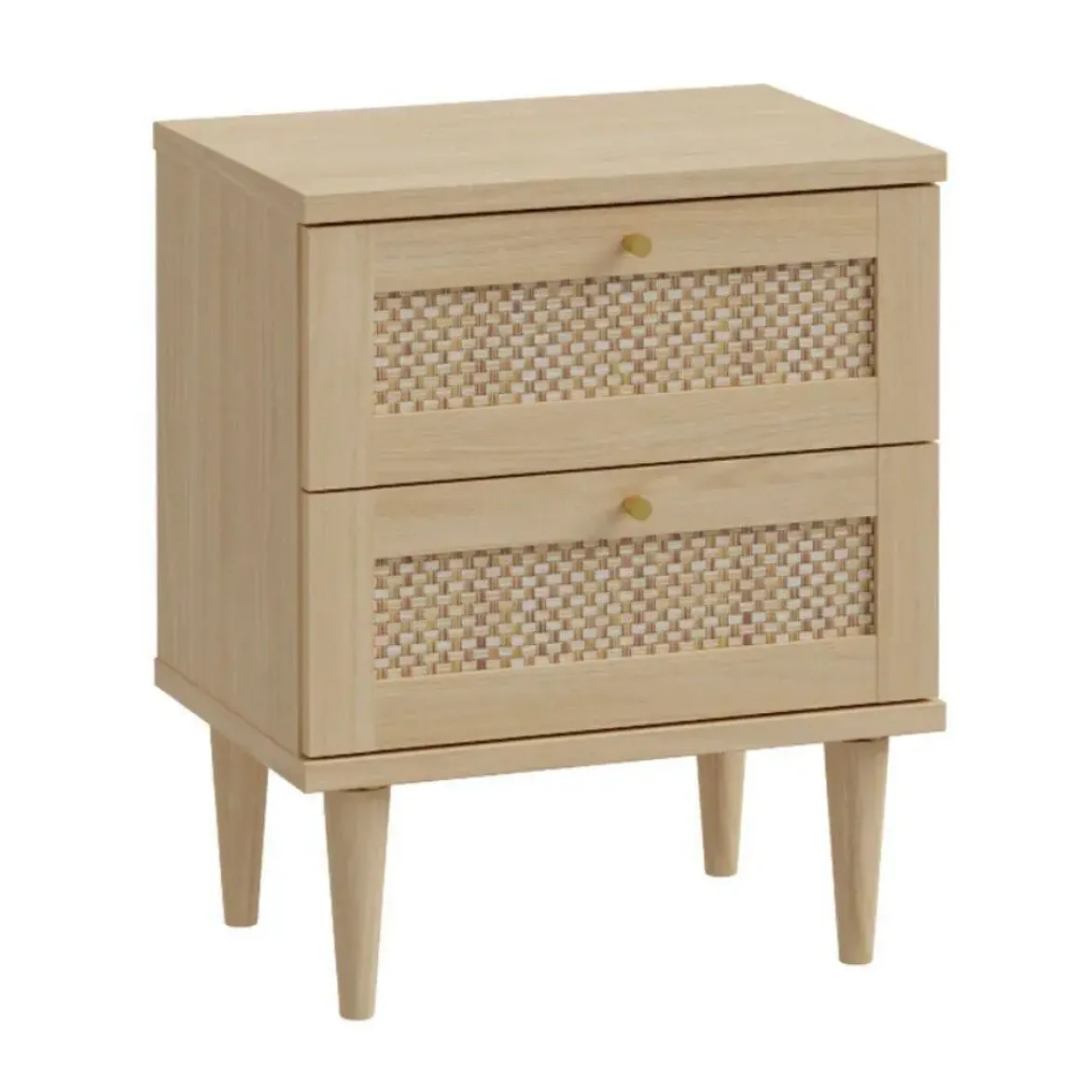 Mesita de Noche 2 Cajones en Roble Elegancia y Tecno Ratán CALASETTA CQSK111-D95D