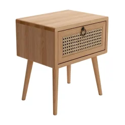 Mesita de Noche con Cajón en Fresno y Ratán SILVA CG2122FR