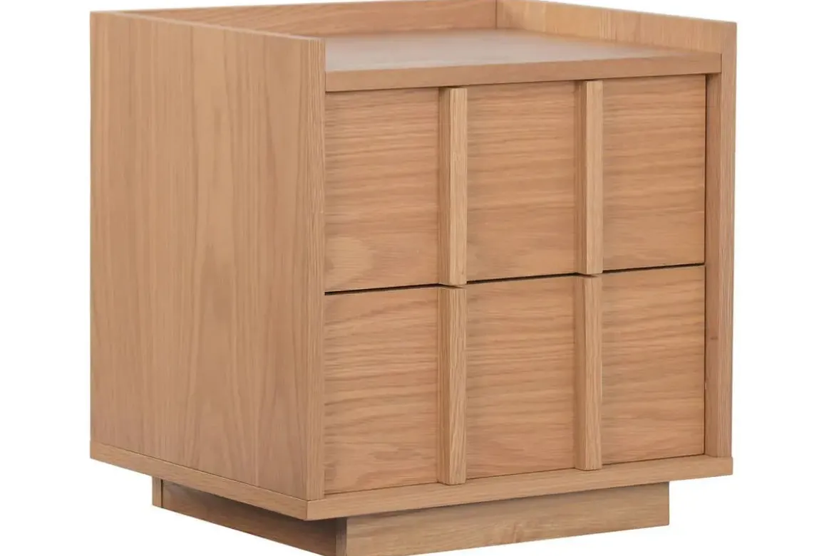 Mesita de Noche con 2 Cajones en MDF Acabado Madera MB-223045