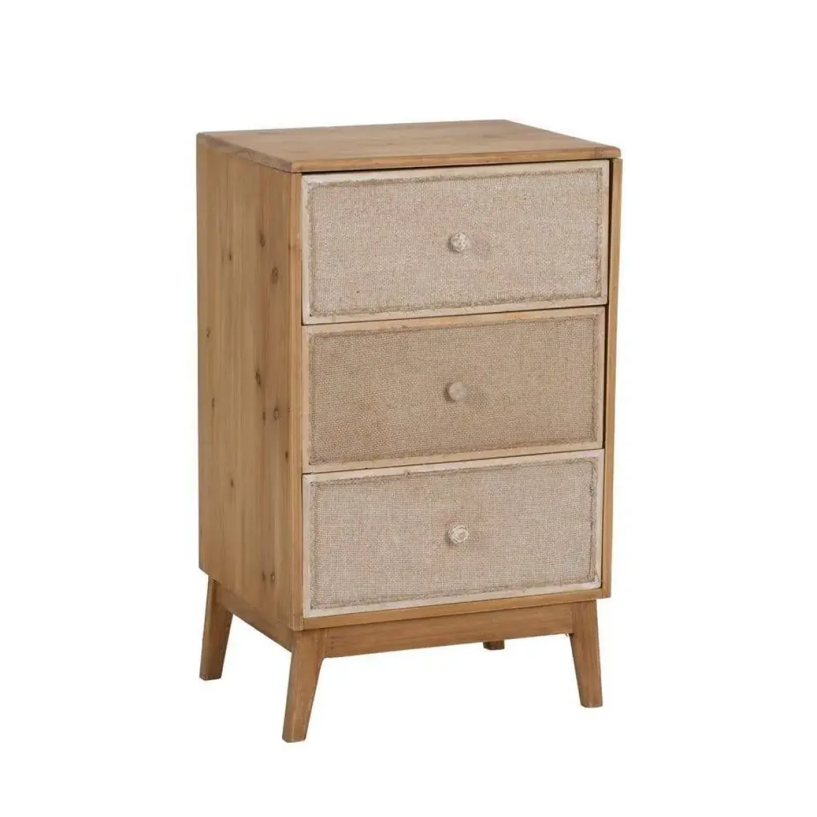 Mesita de Noche de Madera Natural con 3 Cajones 611306