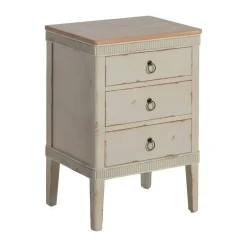 Mesita de Noche de Madera Natural con 3 Cajones 615203