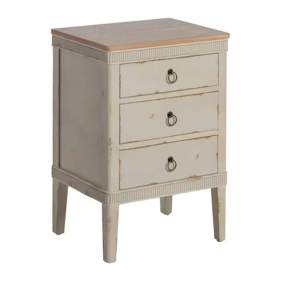 Mesita de Noche de Madera Natural con 3 Cajones 615203