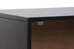 Mesita de Noche de Madera y Metal con Diseño Mandala Negra MB-219960
