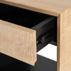 Mesita de Noche de Madera y Metal Natural-Negro con Cajón 615681