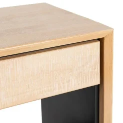 Mesita de Noche de Madera y Metal Natural-Negro con Cajón 615681