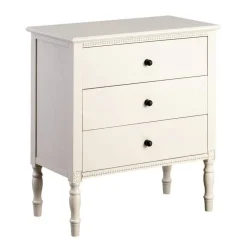 Mesita de Noche Madera de Pino Gris Claro con 3 Cajones 615279