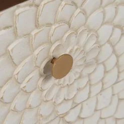 Mesita de Noche Tallada Blanco y Marrón con 2 Cajones 48 cm 613897