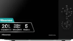Microondas Hisense H20MOBP1G 20L con Grill Negro 700W Compacto
