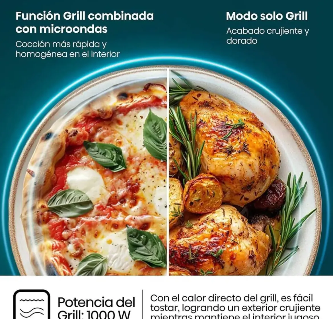 Microondas HISENSE H23MOBS5HG4 23L con Grill 1000W Negro Libre Instalación