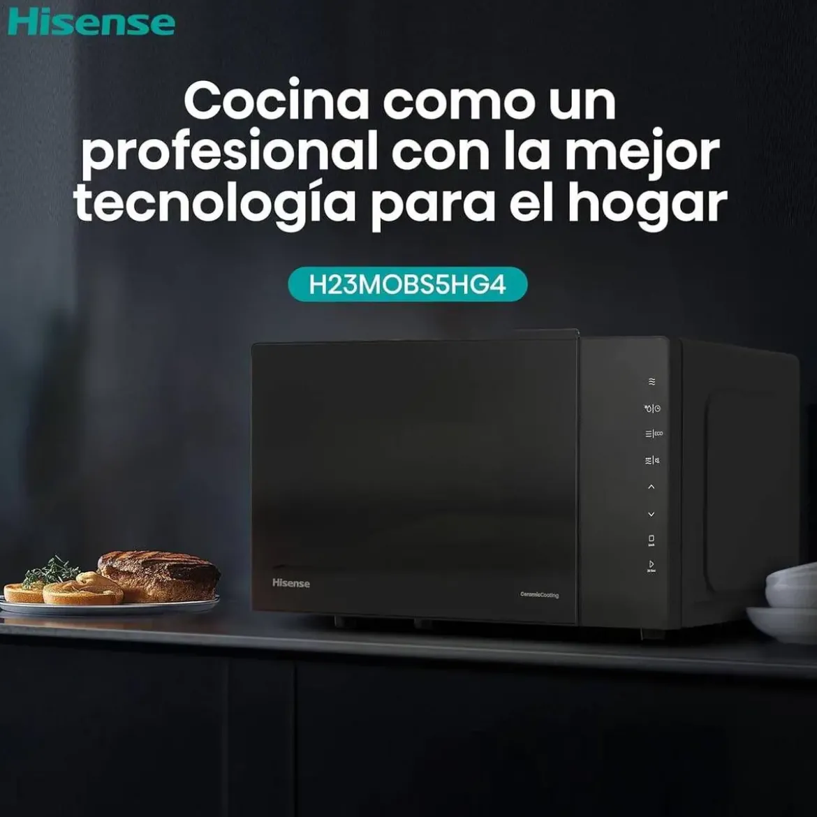 Microondas HISENSE H23MOBS5HG4 23L con Grill 1000W Negro Libre Instalación