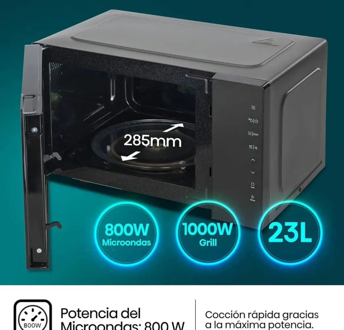 Microondas HISENSE H23MOBS5HG4 23L con Grill 1000W Negro Libre Instalación