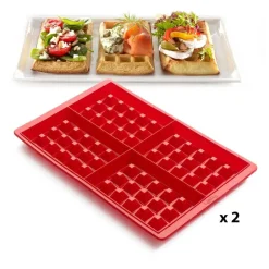 Molde de Gofres Silicona Rojo 2 Unidades LEKUE 880445