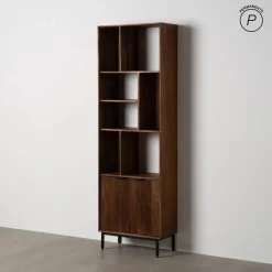 Mueble Alto de Madera de Mango con Huecos Asimétricos y 2 Puertas 60 cm 612719