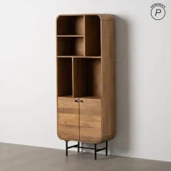 Mueble Alto Natural de Madera de Mango con Huecos y Puertas 60 cm 612708