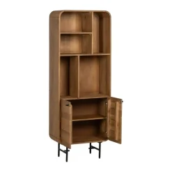 Mueble Alto Natural de Madera de Mango con Huecos y Puertas 60 cm 612708