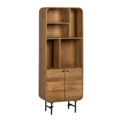 Mueble Alto Natural de Madera de Mango con Huecos y Puertas 60 cm 612708