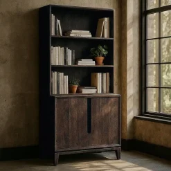Mueble Auxiliar de Madera de Mango Marrón con Estantes 615135