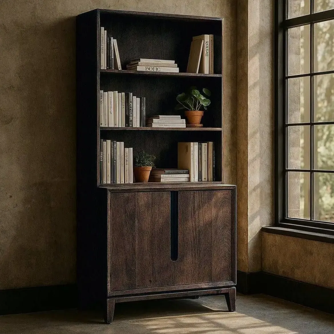 Mueble Auxiliar de Madera de Mango Marrón con Estantes 615135