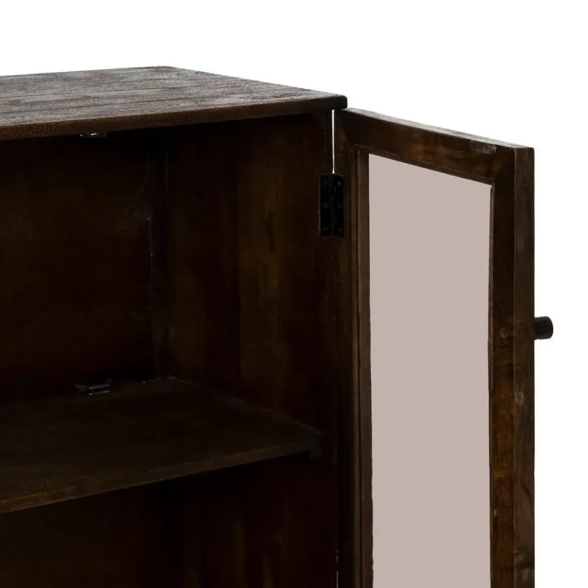 Mueble auxiliar de salón de mango oscuro con puertas de cristal 612867