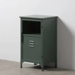Mueble Auxiliar Pequeño Verde Menta de Metal-Cristal 611365