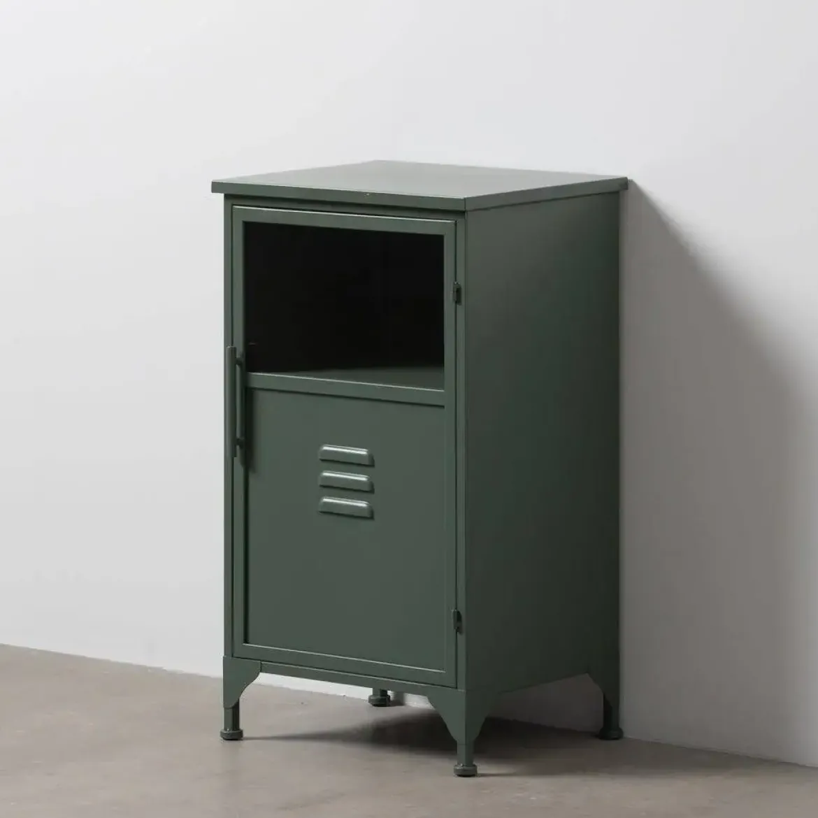 Mueble Auxiliar Pequeño Verde Menta de Metal-Cristal 611365