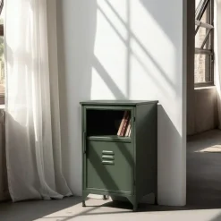 Mueble Auxiliar Pequeño Verde Menta de Metal-Cristal 611365