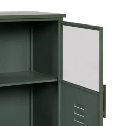 Mueble Auxiliar Verde Mental de Metal-Cristal 48x35x116 cm 611364