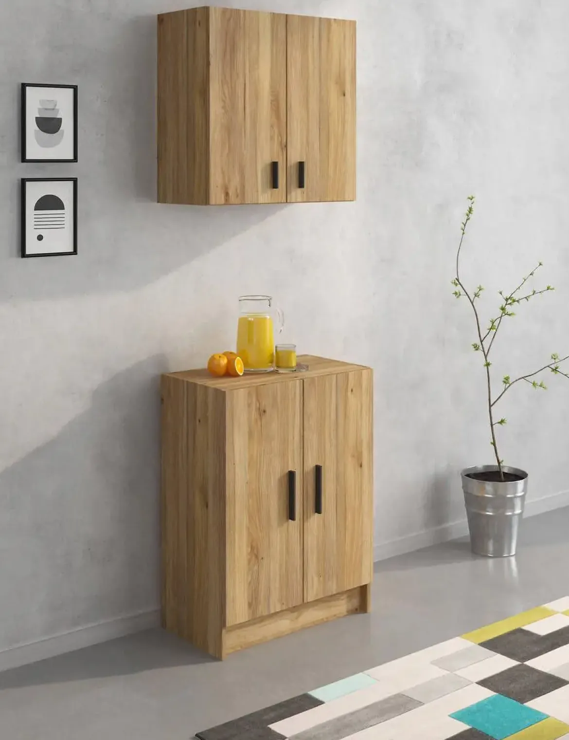 Mueble Bajo de 2 Puertas de Cocina de Melamina AURA