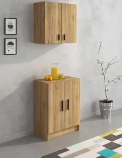 Mueble Bajo de 2 Puertas de Cocina de Melamina AURA