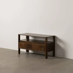 Mueble Bajo Marrón de Madera de Mango con 2 Puertas y 1 Hueco 97 cm 612861