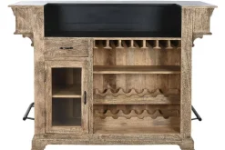 Mueble Bar de Madera de Mango y Metal Natural MB-208951