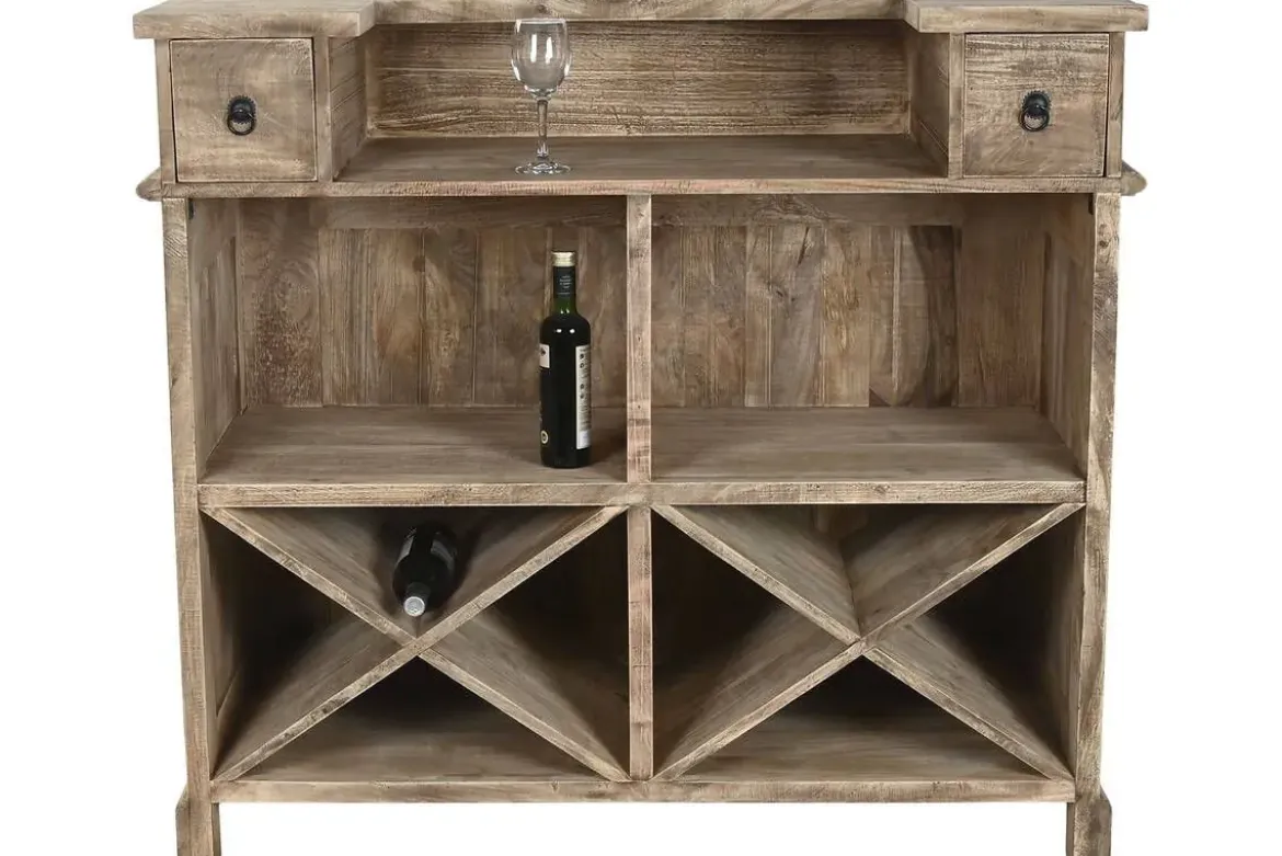 Mueble Bar de Mango Natural con Botellero MB-219421