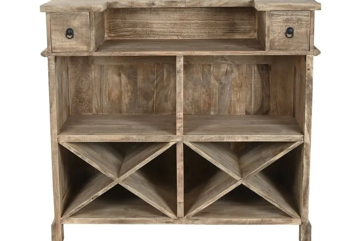Mueble Bar de Mango Natural con Botellero MB-219421
