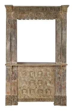 Mueble Bar de Teca Tallada Natural MB-217957
