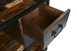 Mueble Bar Industrial de Metal y Madera Negro MB-215110