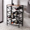 Mueble Botellero 12 Botellas de Madera MDF-Metal Negro 21300085