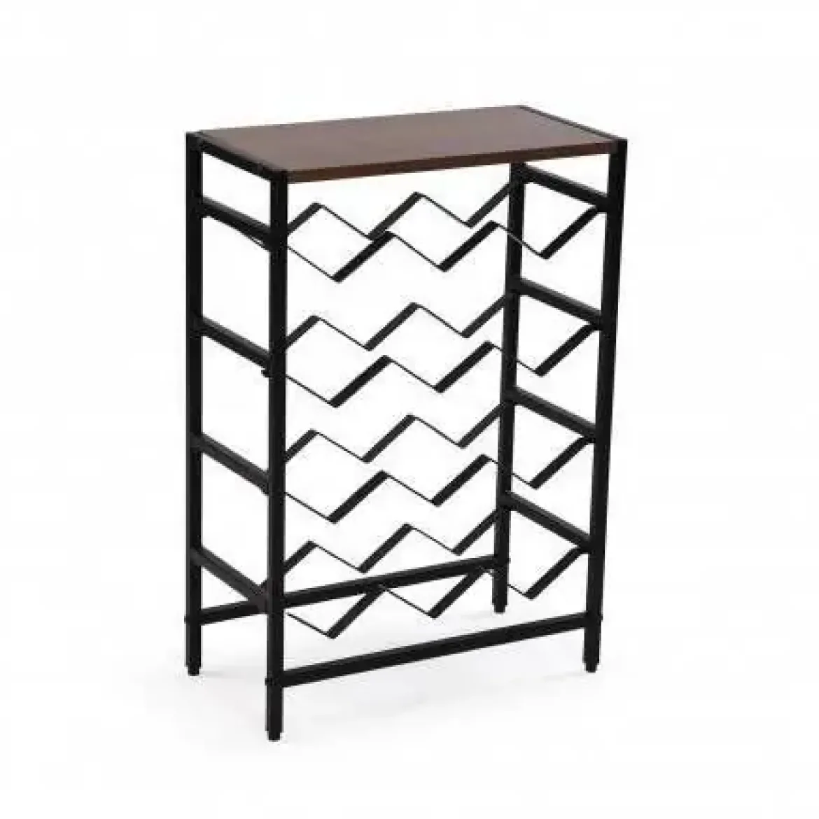 Mueble Botellero 12 Botellas de Madera MDF-Metal Negro 21300085