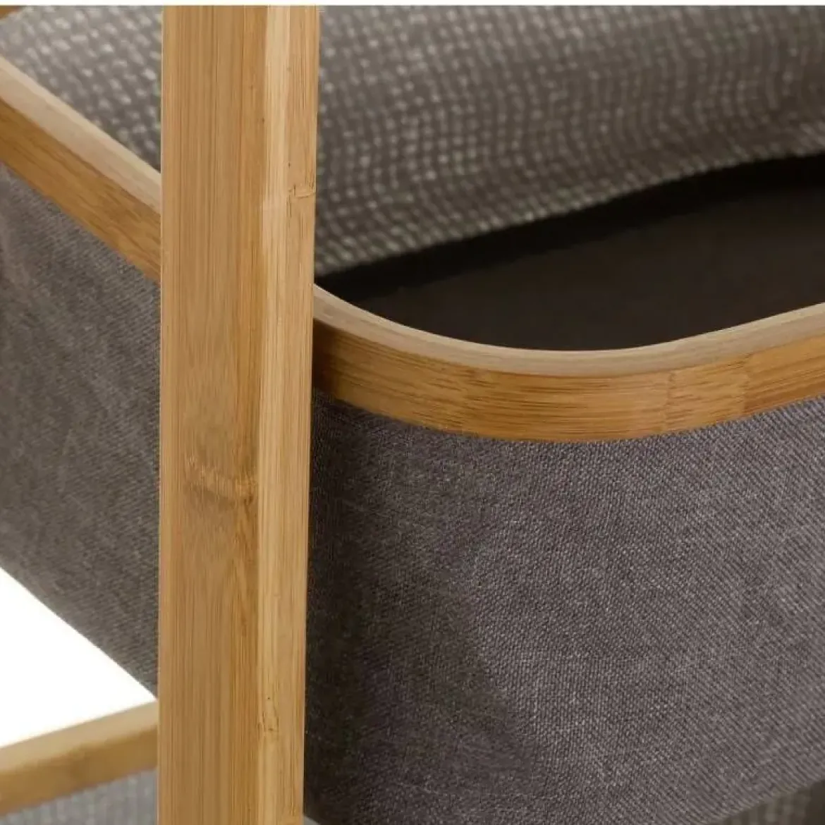 Mueble con 2 Cestas Bambu y Tela Color Gris125799