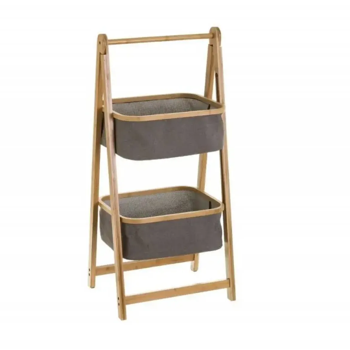 Mueble con 2 Cestas Bambu y Tela Color Gris125799