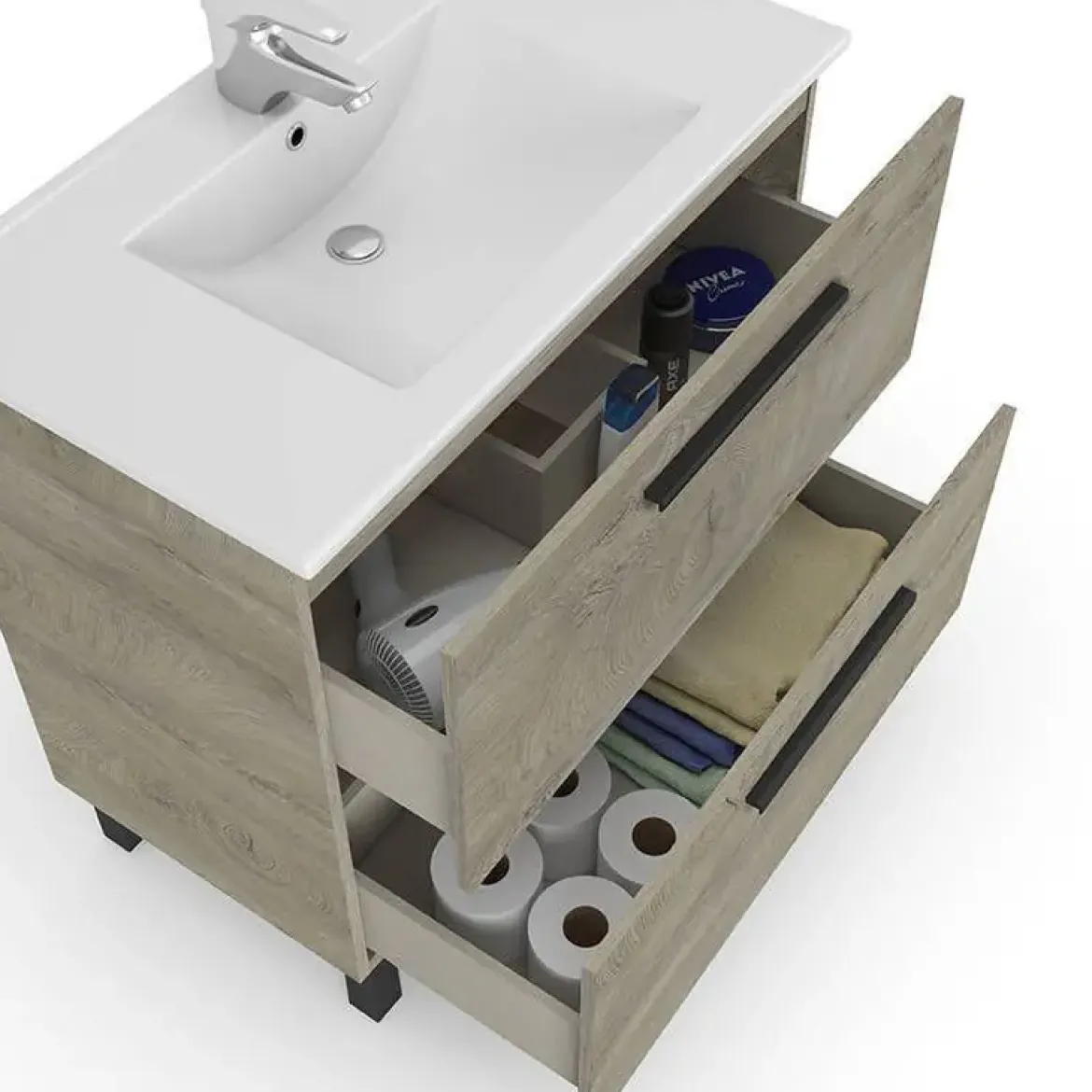 Mueble de Baño con 2 Cajones y Espejo 305422C AIR