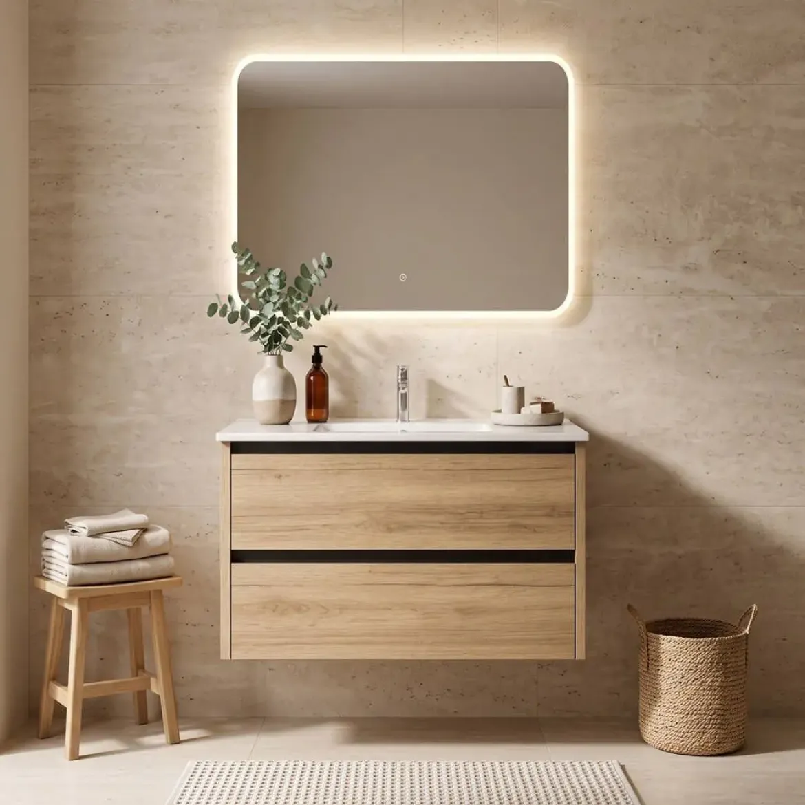 Mueble de Baño de 80 cm con 2 Cajones FAMILY TECH