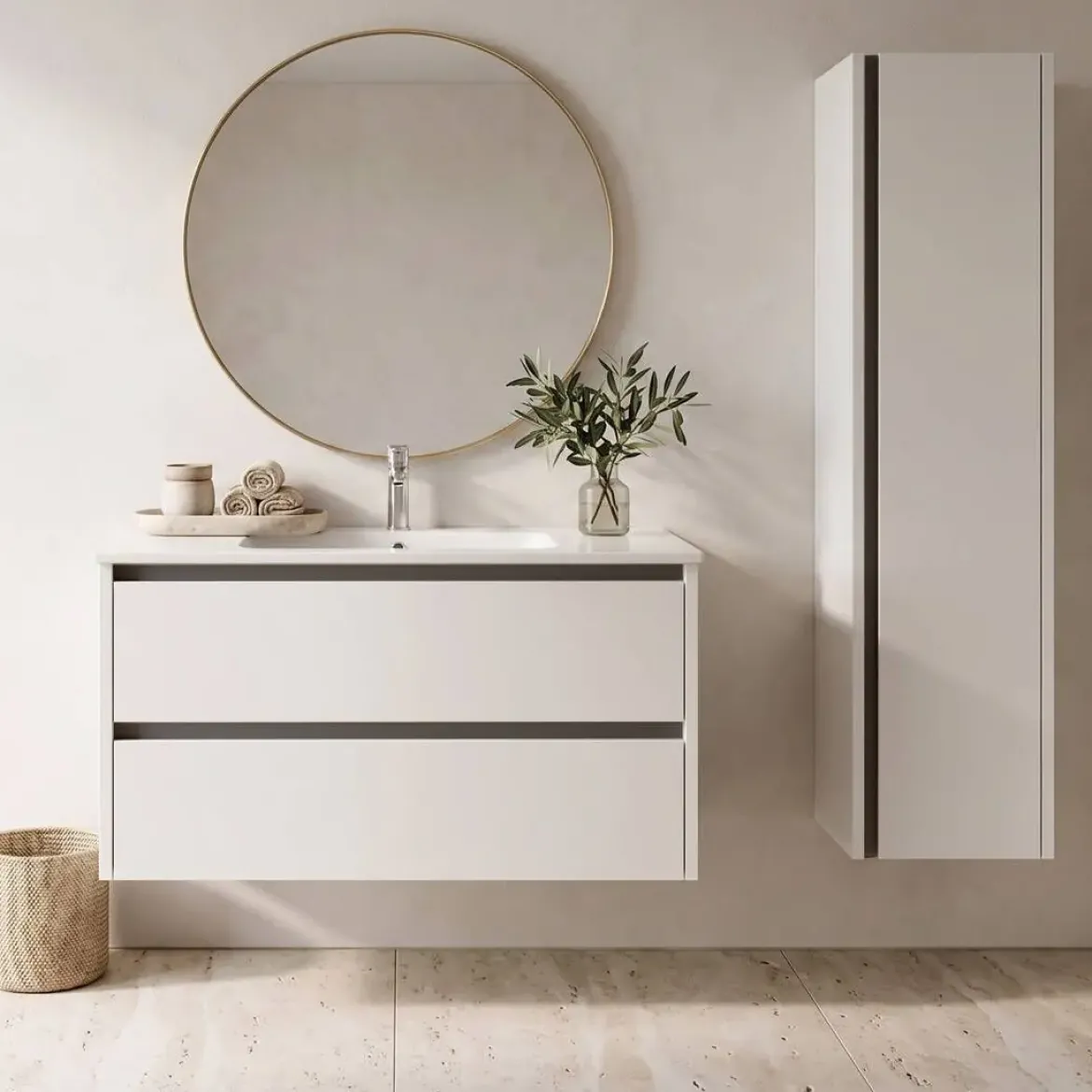 Mueble de Baño de 80 cm con 2 Cajones FAMILY TECH