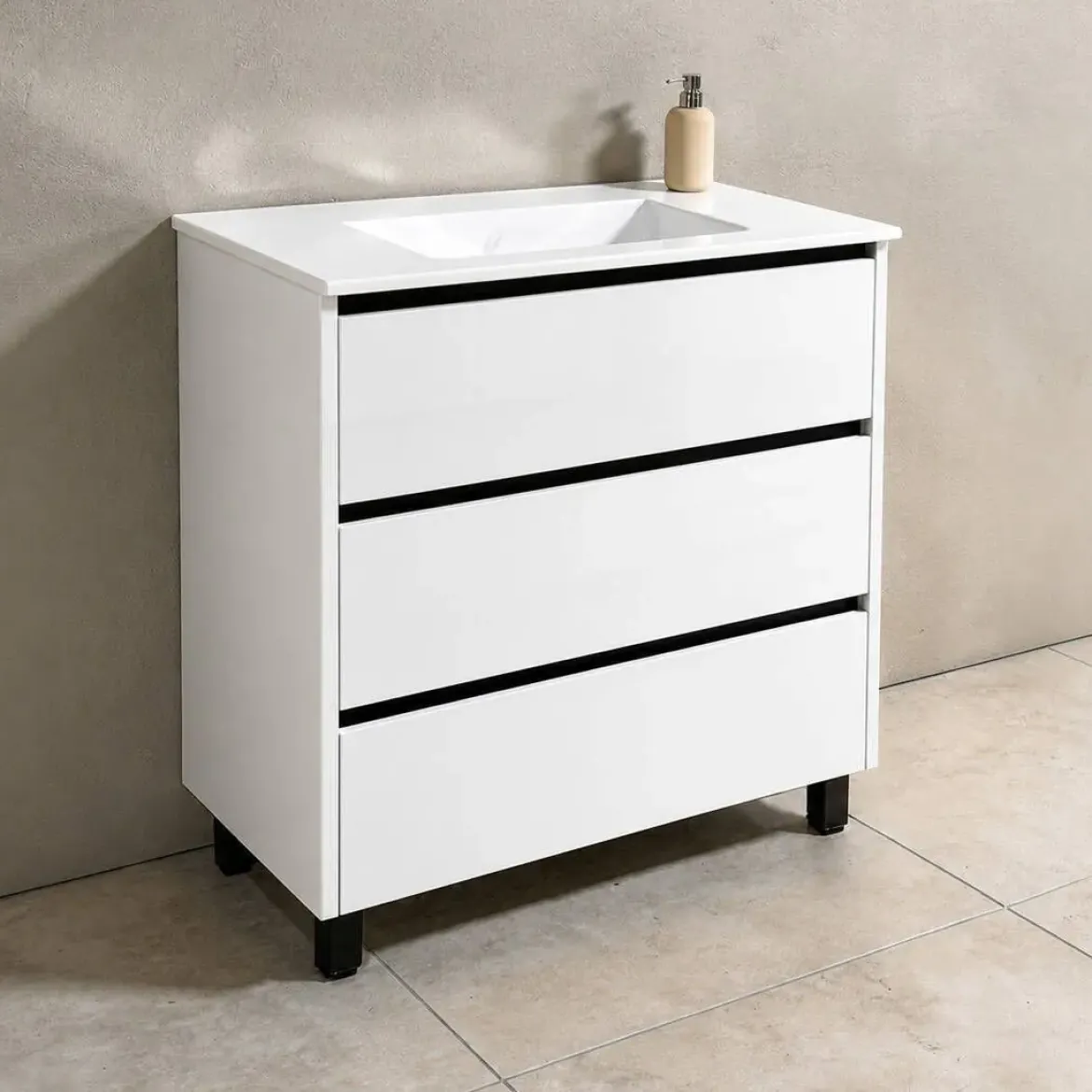 Mueble de Baño de 80 cm con 3 Cajones FAMILY TECH