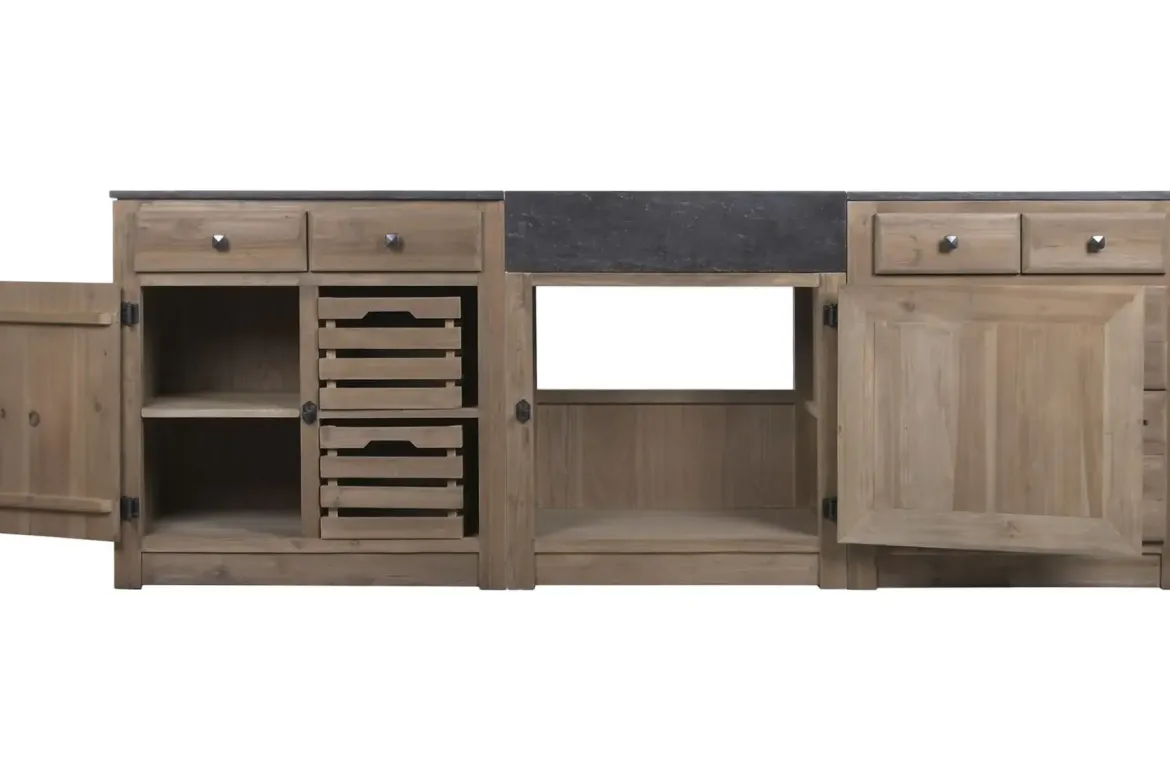 Mueble de Cocina con Piedra Sinterizada 236 cm MB-225996