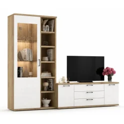 Mueble de Salón 260 cm en Roble Natural y Polar KRONOS.5 N 620