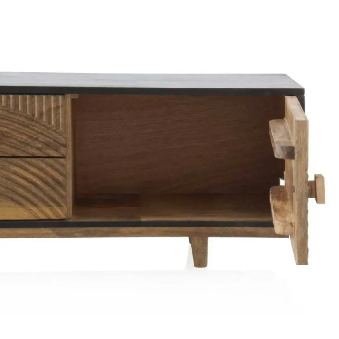 Mueble de Televisión de Madera Color Natural y Negro GABAR 10693