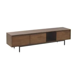 Mueble de televisiónde 3 puertas lisas de madera de mango natural con patas de metal GABAR 10822