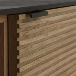 Mueble de TV Chapado en Fresno Natural con Cajón Negro GABAR 10976