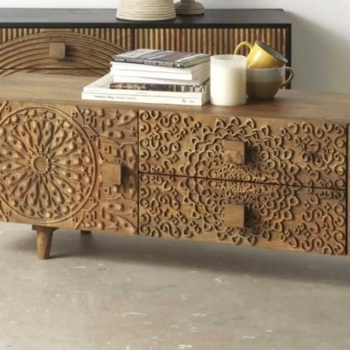 Mueble de TV con Diseño Geométrico Oriental 10694